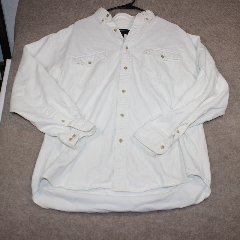 Croft & Barrow Mens Large White 100% Cotton Button Down Long Sleeve Shirt